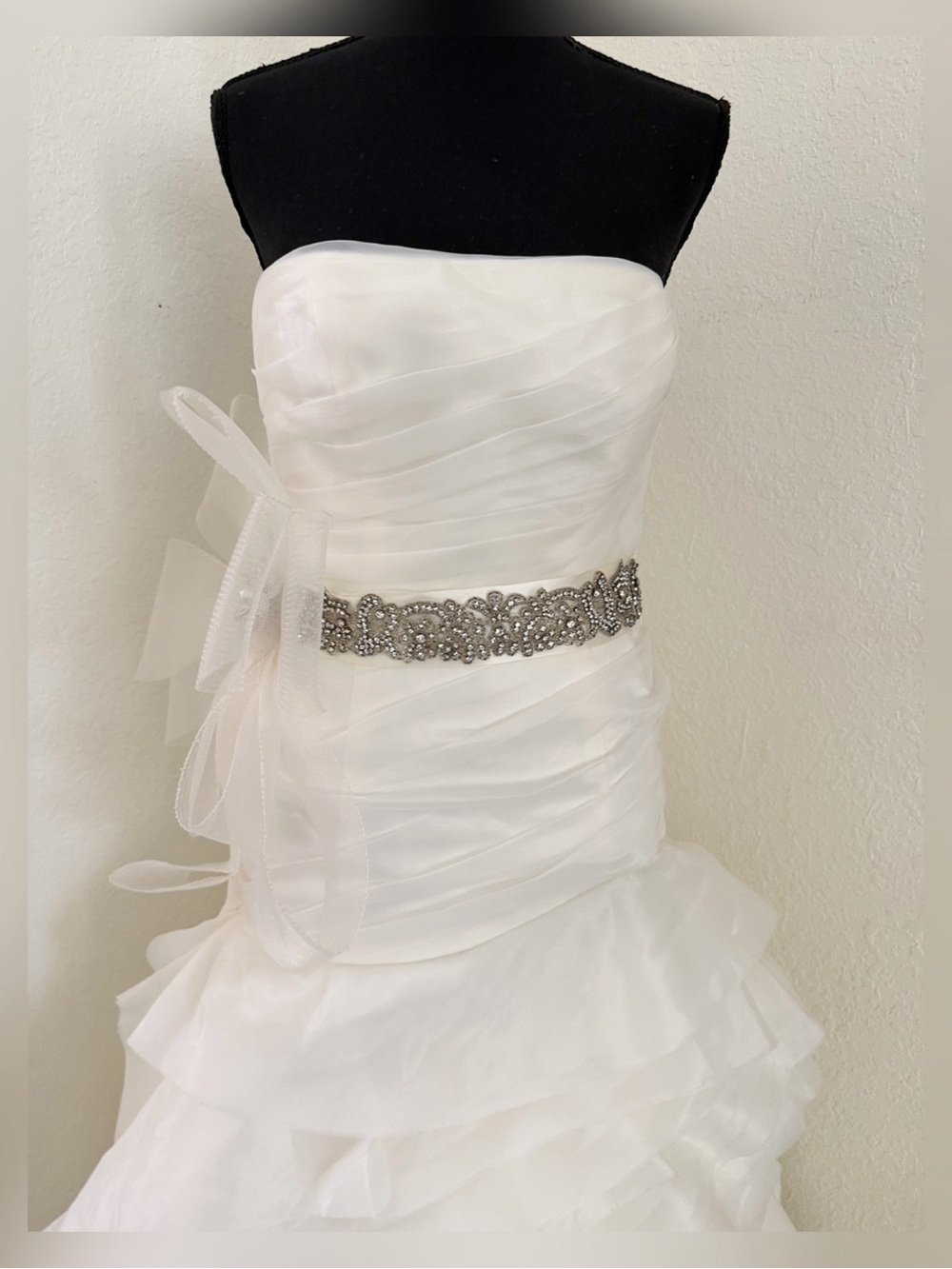 White by Vera Wang Organza Trumpet Wedding Dress STYLE # VW351011 - Picture 2 of 16